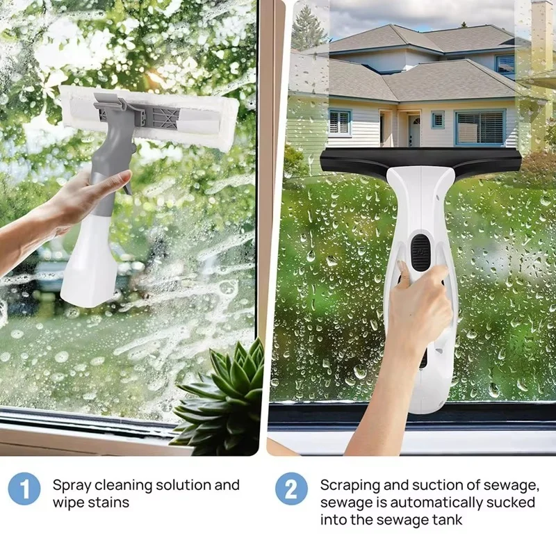 Highly Efficient Electric Glass Cleaner Multifunctional Plastic Handheld Window Scrubber Rechargeable Door Window