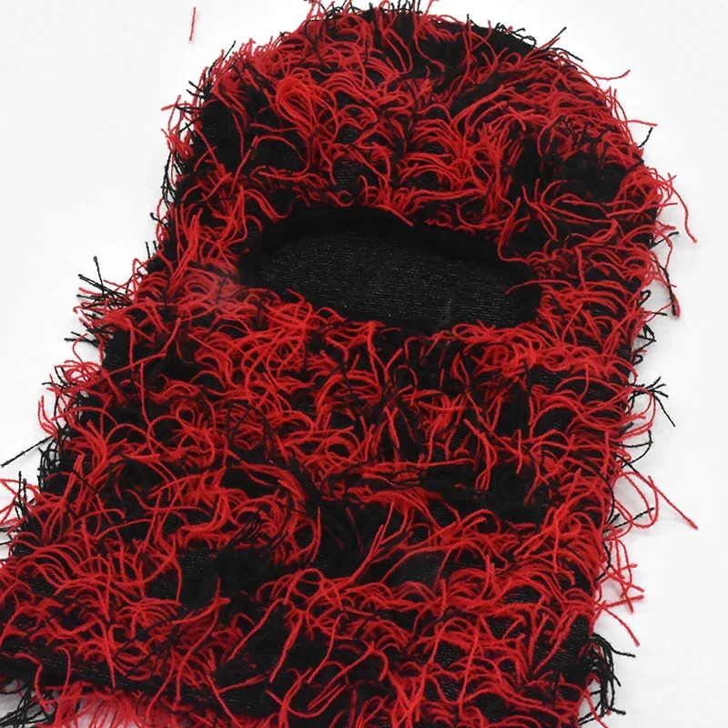 Hip Hop Balaclava Distressed Knitted Caps Full Face Ski Mask Women Outdoor Camouflage Fuzzy Ski Balaclava Beanies Hat