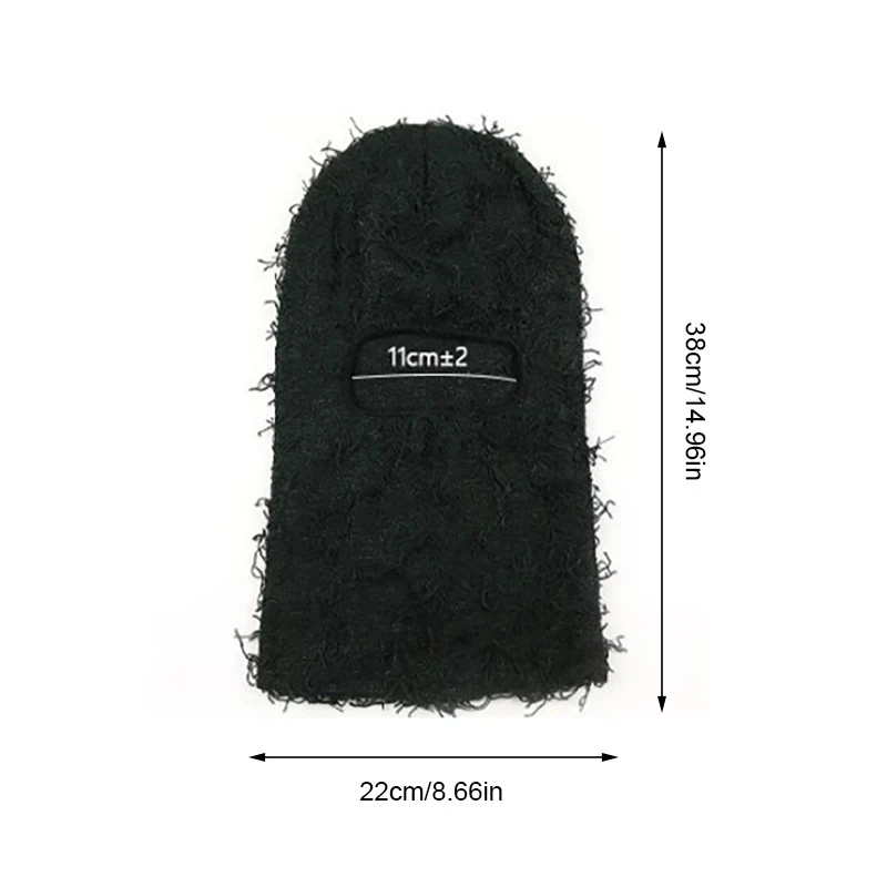 Hip Hop Balaclava Distressed Knitted Caps Full Face Ski Mask Women Outdoor Camouflage Fuzzy Ski Balaclava Beanies Hat