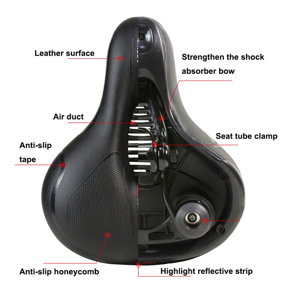 Hollow Breathable Bicycle Saddle Men Women MTB Road Bike Saddle Shock Absorbing Comfortable Big Butt Bike Seat Safety
