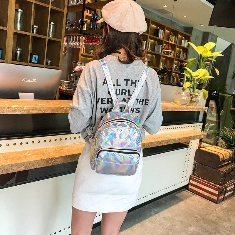 Holographic Backpack Leather Bag Holographic Backpack Leather Bag