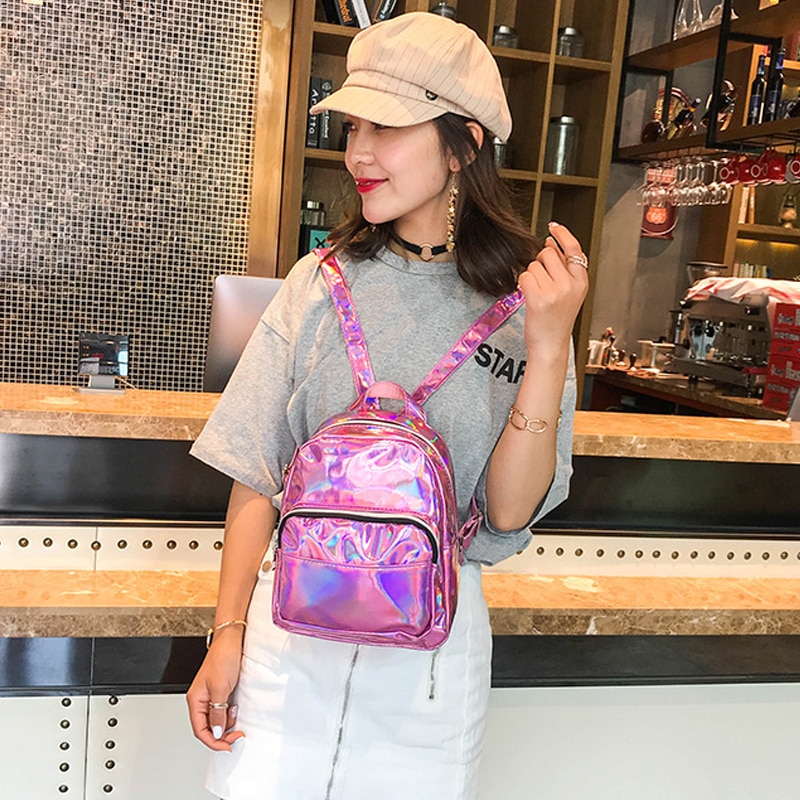 Holographic Backpack Leather Bag Holographic Backpack Leather Bag