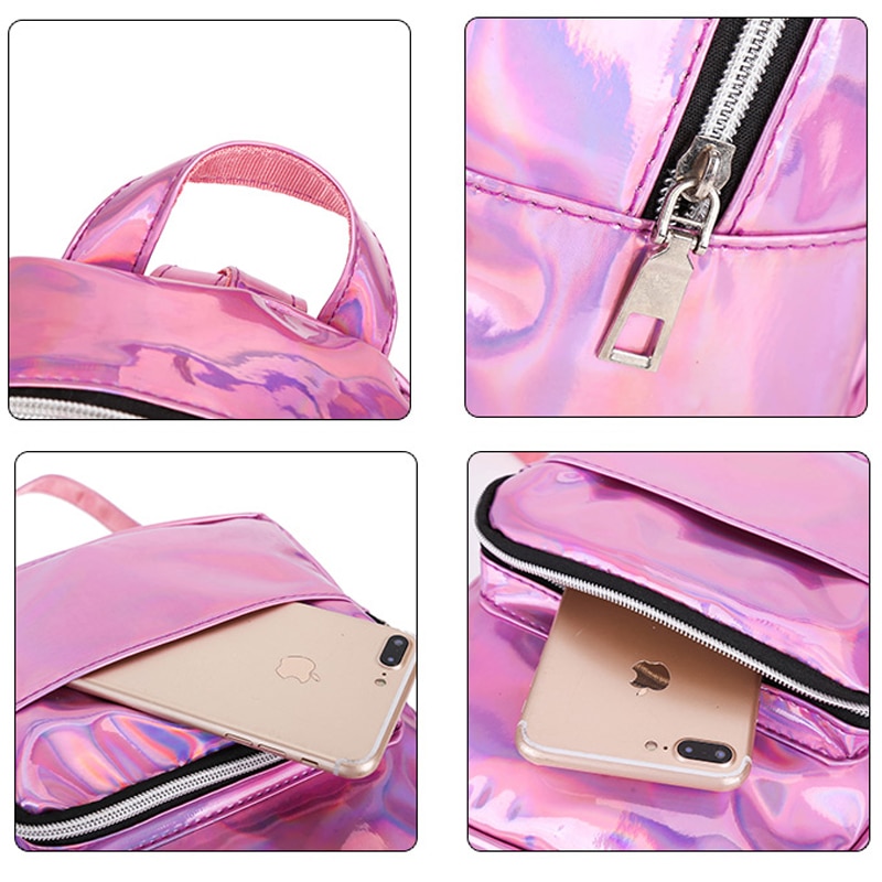 Holographic Backpack Leather Bag Holographic Backpack Leather Bag