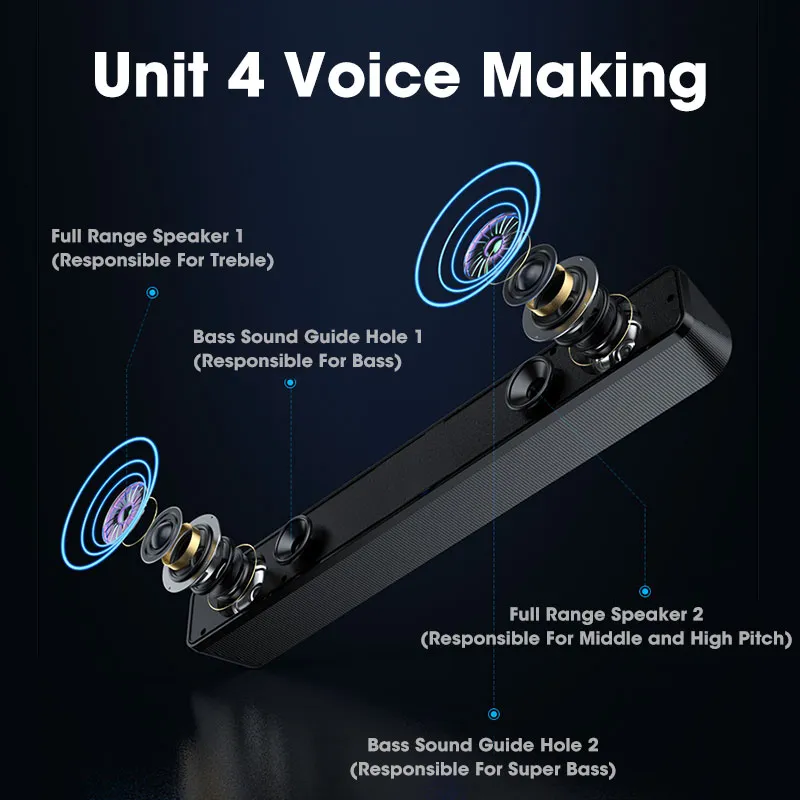 Home Theater Sound System Bluetooth Speaker 4D Surround Soundbar Computer Speaker For TV Soundbar Box Subwoofer Stereo