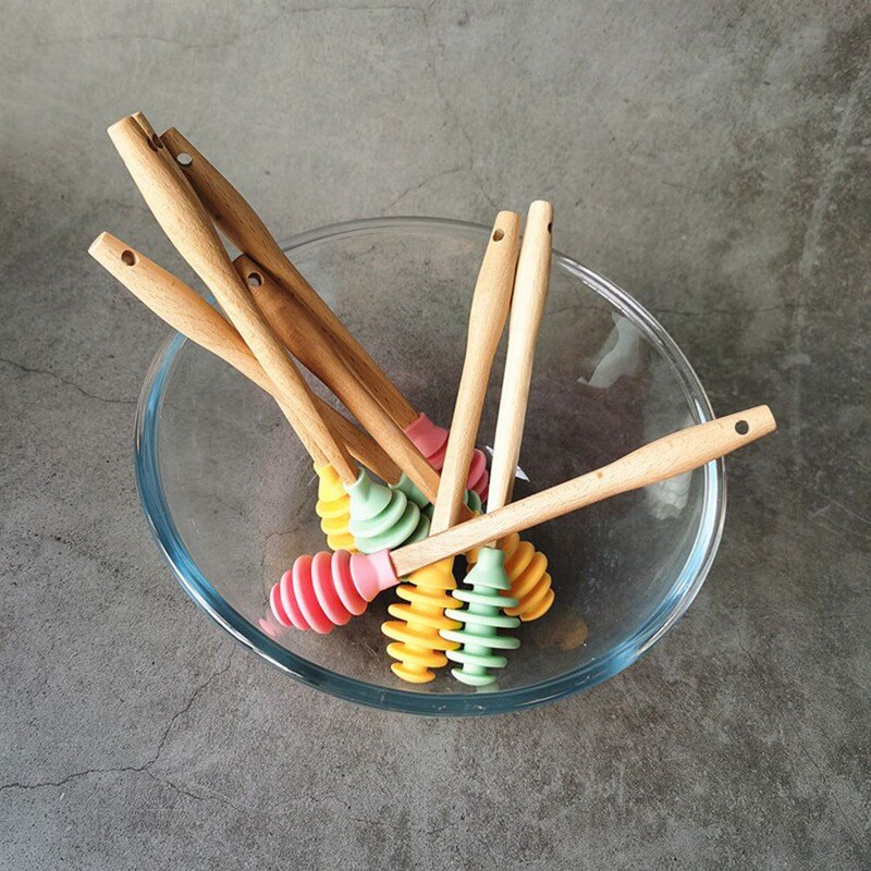 Honey Wood Stick Silicone Dipper Honey Wood Stick Silicone Dipper