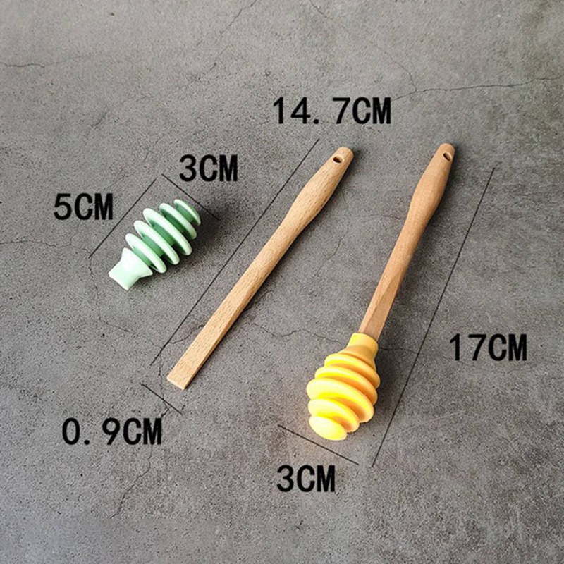 Honey Wood Stick Silicone Dipper