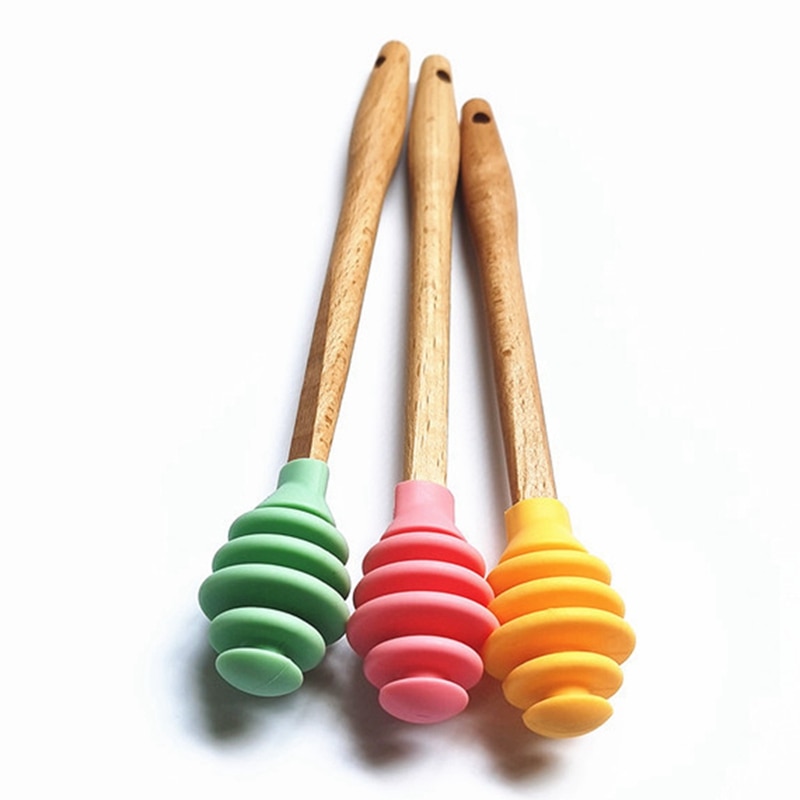 Honey Wood Stick Silicone Dipper