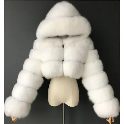 Hooded Women's Cropped Faux Fur Jacket Hooded Women's Cropped Faux Fur Jacket