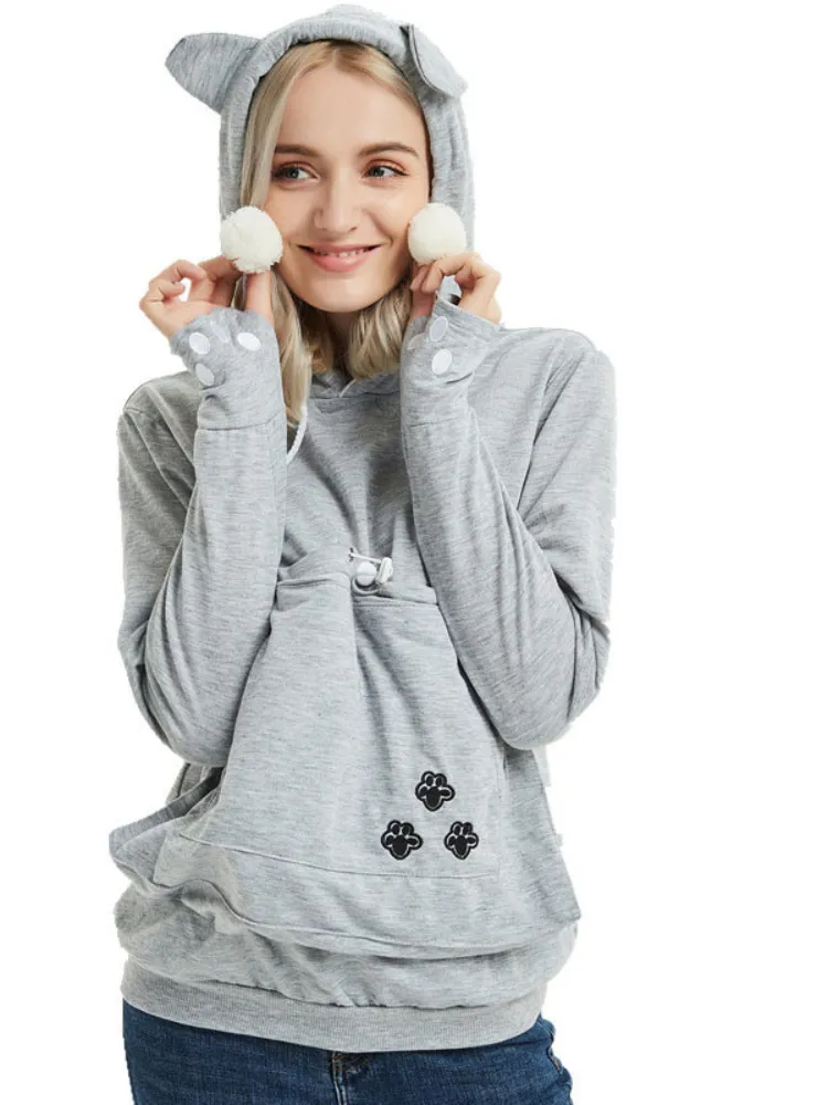 Hoodie with a Kangaroo Pocket For Carrying Cats Or Small Dogs In a Variety Of Colors