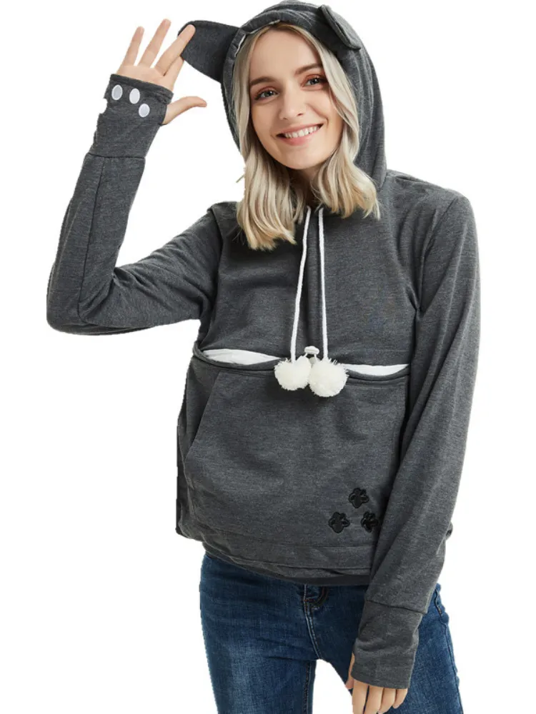 Hoodie with a Kangaroo Pocket For Carrying Cats Or Small Dogs In a Variety Of Colors
