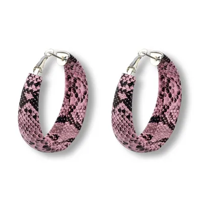 Hoop Style Snake Print Earrings (2 pcs)