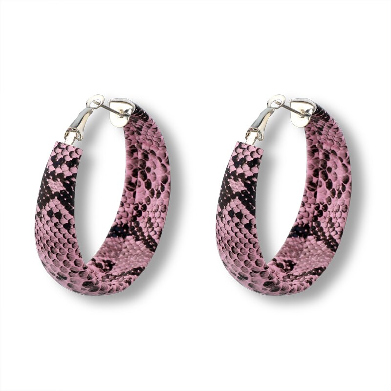 Hoop Style Snake Print Earrings (2 pcs)