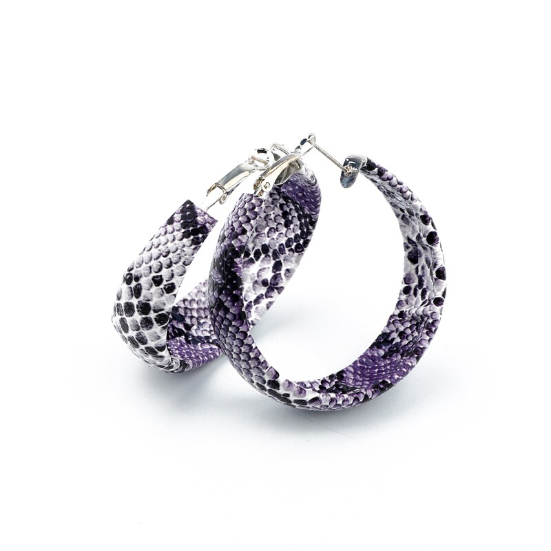 Hoop Style Snake Print Earrings (2 pcs)