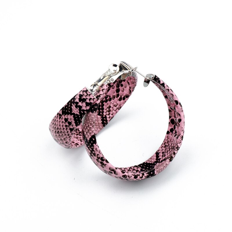 Hoop Style Snake Print Earrings (2 pcs)