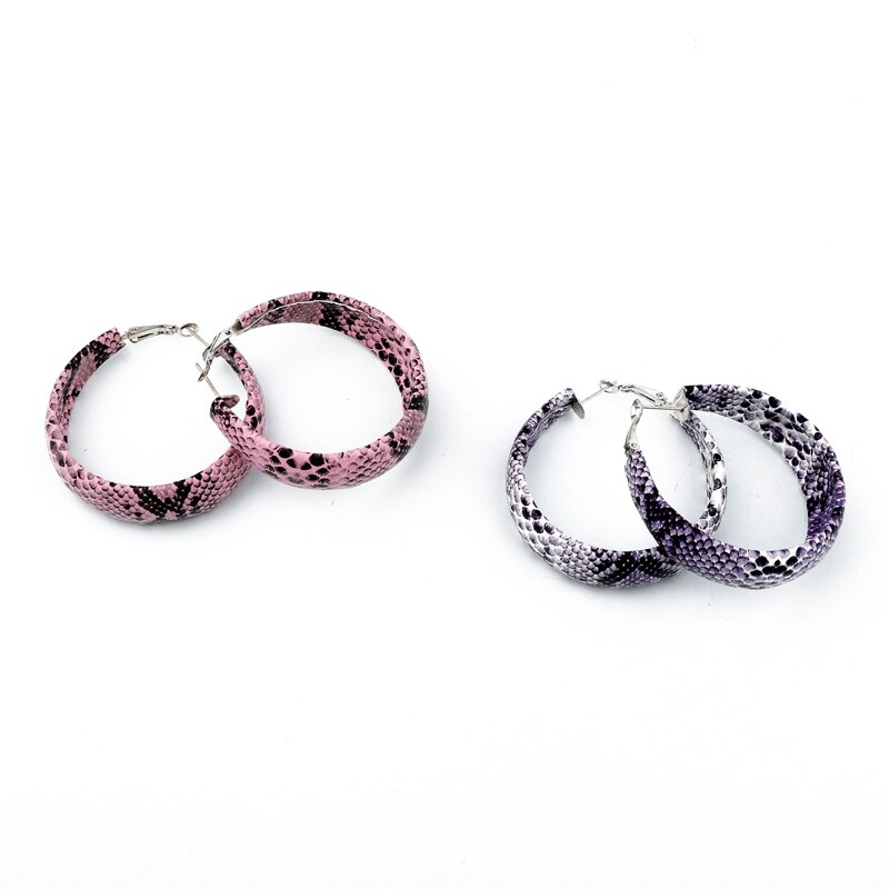 Hoop Style Snake Print Earrings (2 pcs)