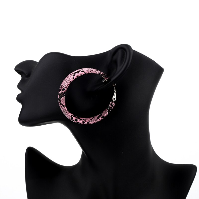 Hoop Style Snake Print Earrings (2 pcs)
