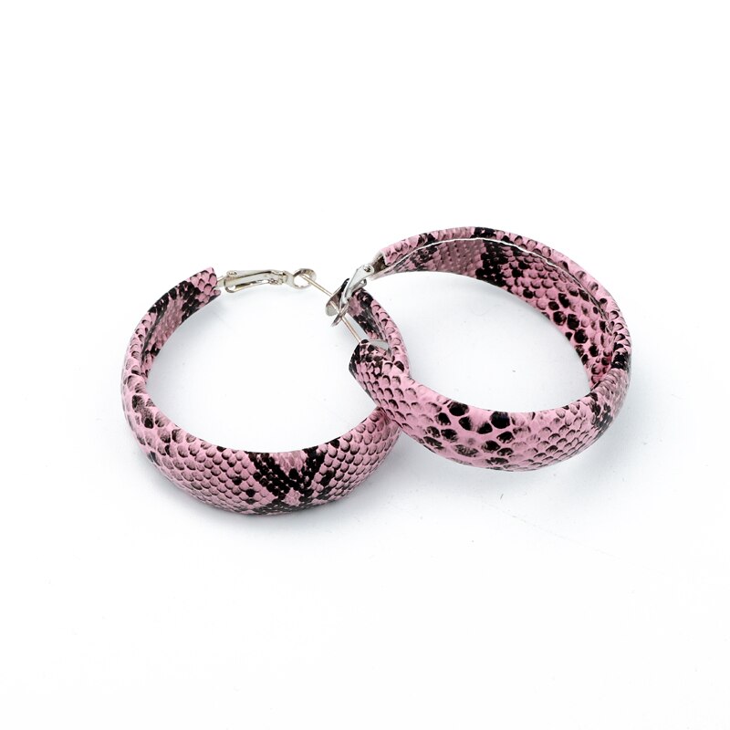 Hoop Style Snake Print Earrings (2 pcs)