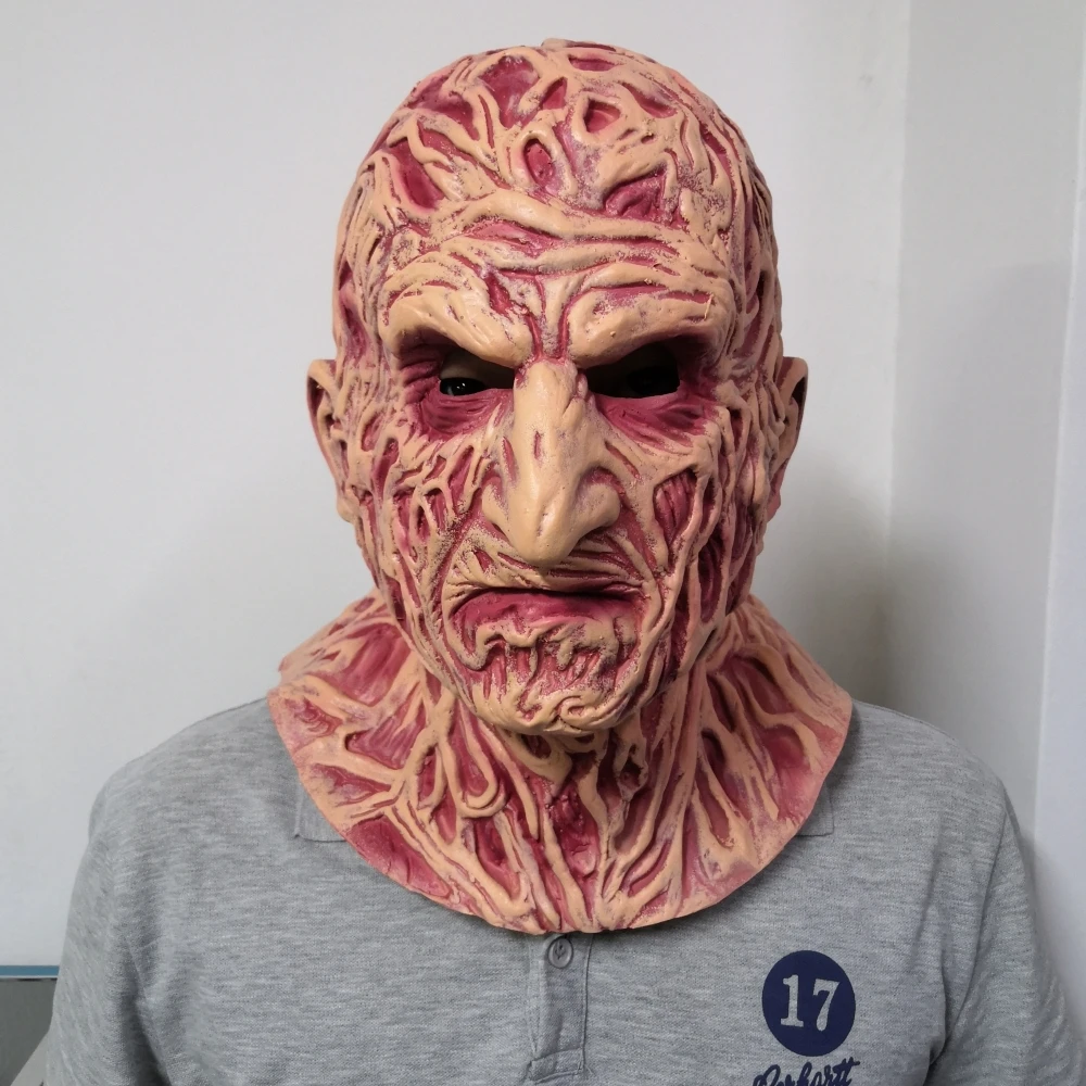 Horror Scary Man with Scarred Face Latex Mask Halloween Terror Party Mask Face Full of Scars