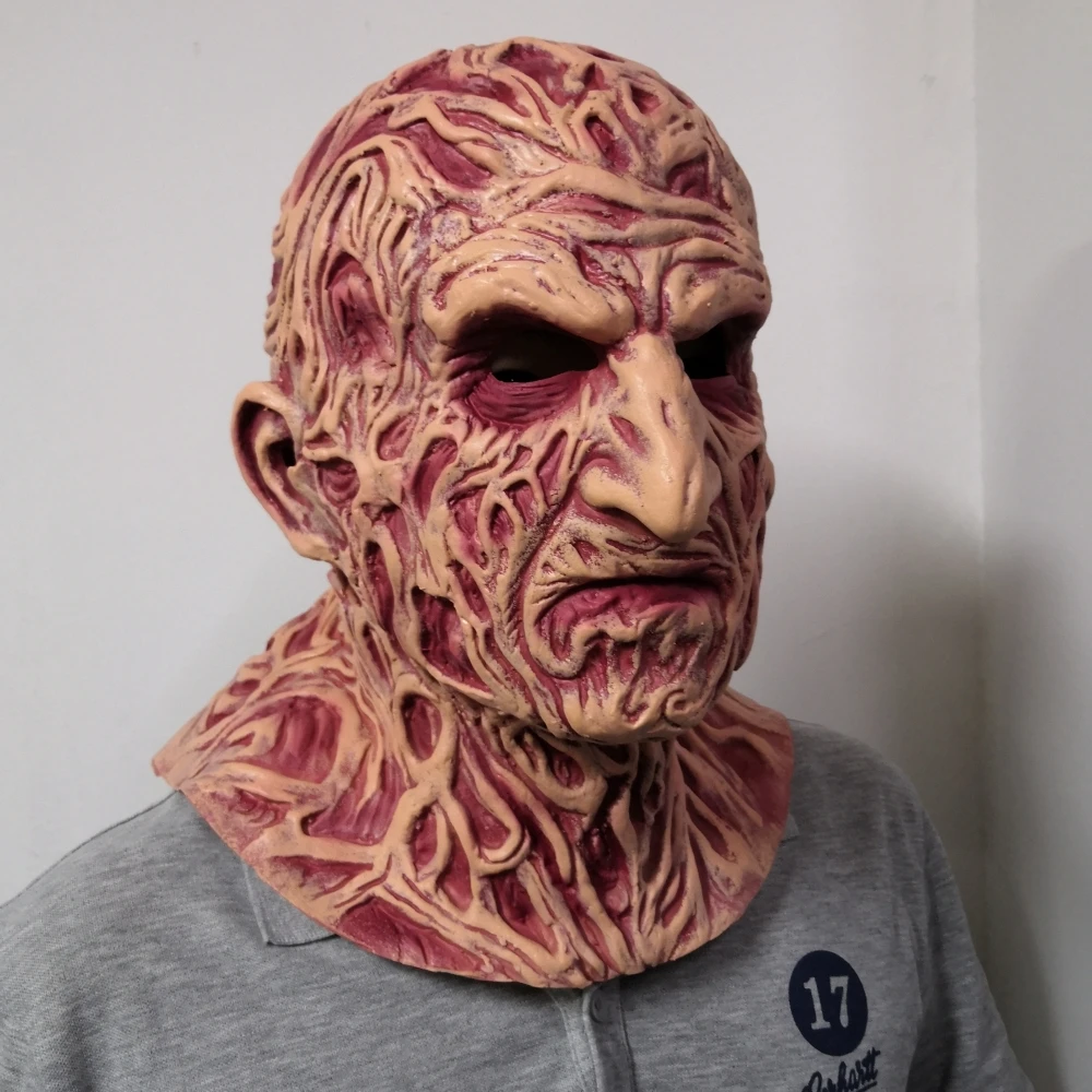Horror Scary Man with Scarred Face Latex Mask Halloween Terror Party Mask Face Full of Scars