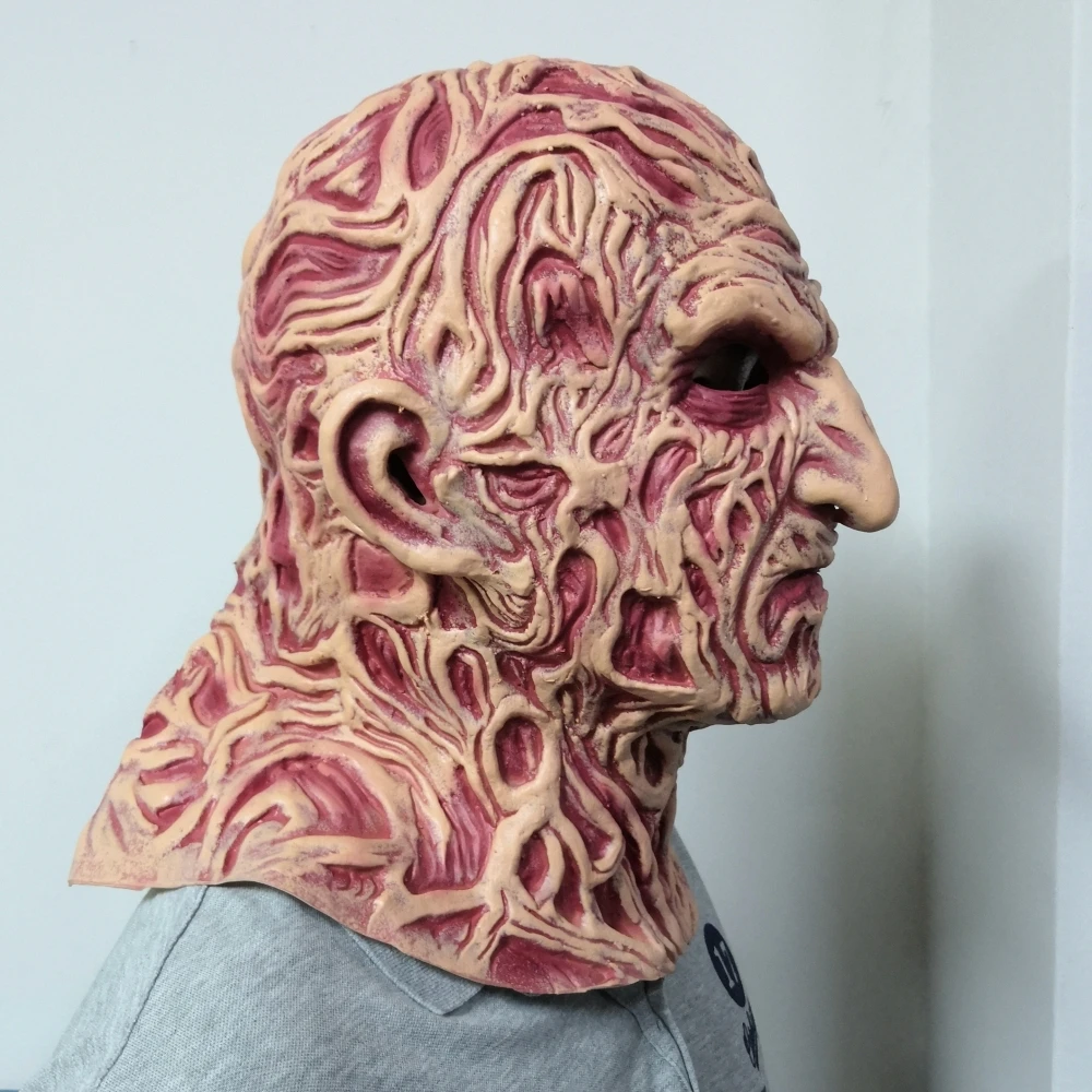 Horror Scary Man with Scarred Face Latex Mask Halloween Terror Party Mask Face Full of Scars