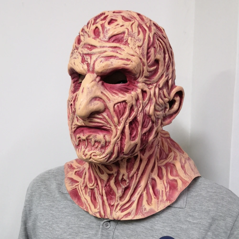 Horror Scary Man with Scarred Face Latex Mask Halloween Terror Party Mask Face Full of Scars