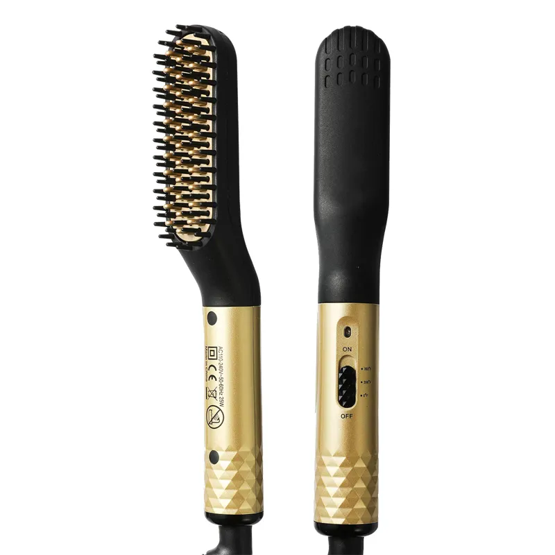 Hot Comb Straightener Electric Negative Ion Heating Comb For Men Beard Hair Straightening Brush Wet Dry Use Quick Hair