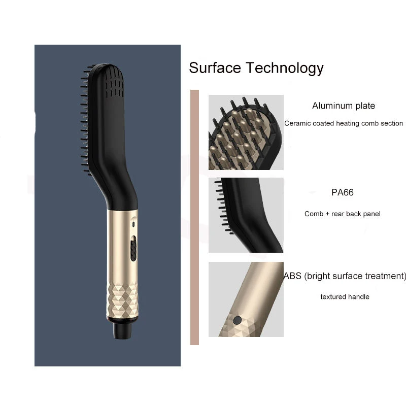 Hot Comb Straightener Electric Negative Ion Heating Comb For Men Beard Hair Straightening Brush Wet Dry Use Quick Hair