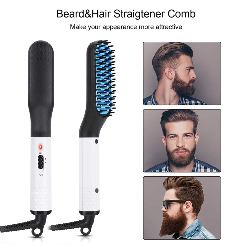 Hot Comb Straightener Electric Negative Ion Heating Comb For Men Beard Hair Straightening Brush Wet Dry Use Quick Hair