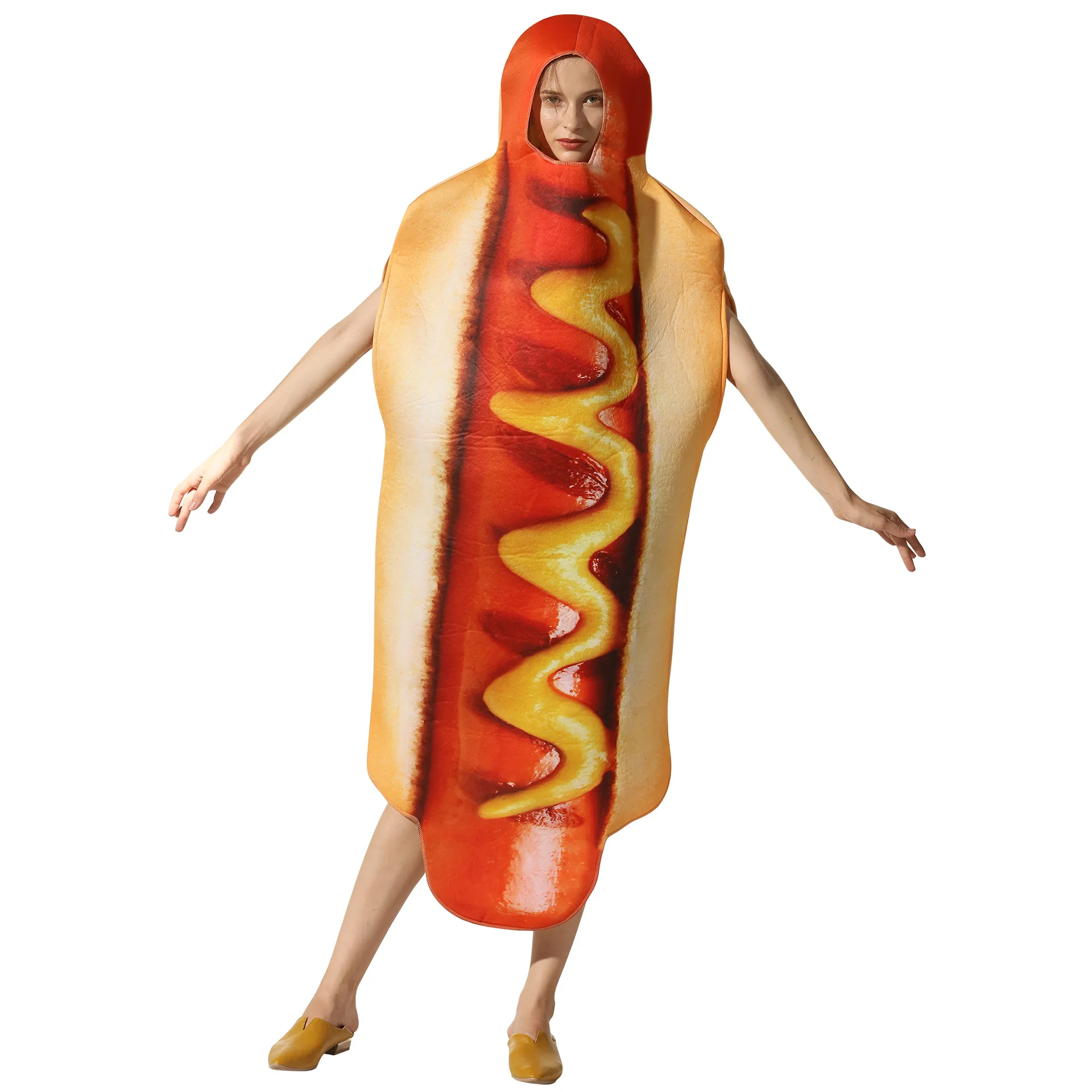Hot Dog Funny Costume Sausage with Bun And Sauces