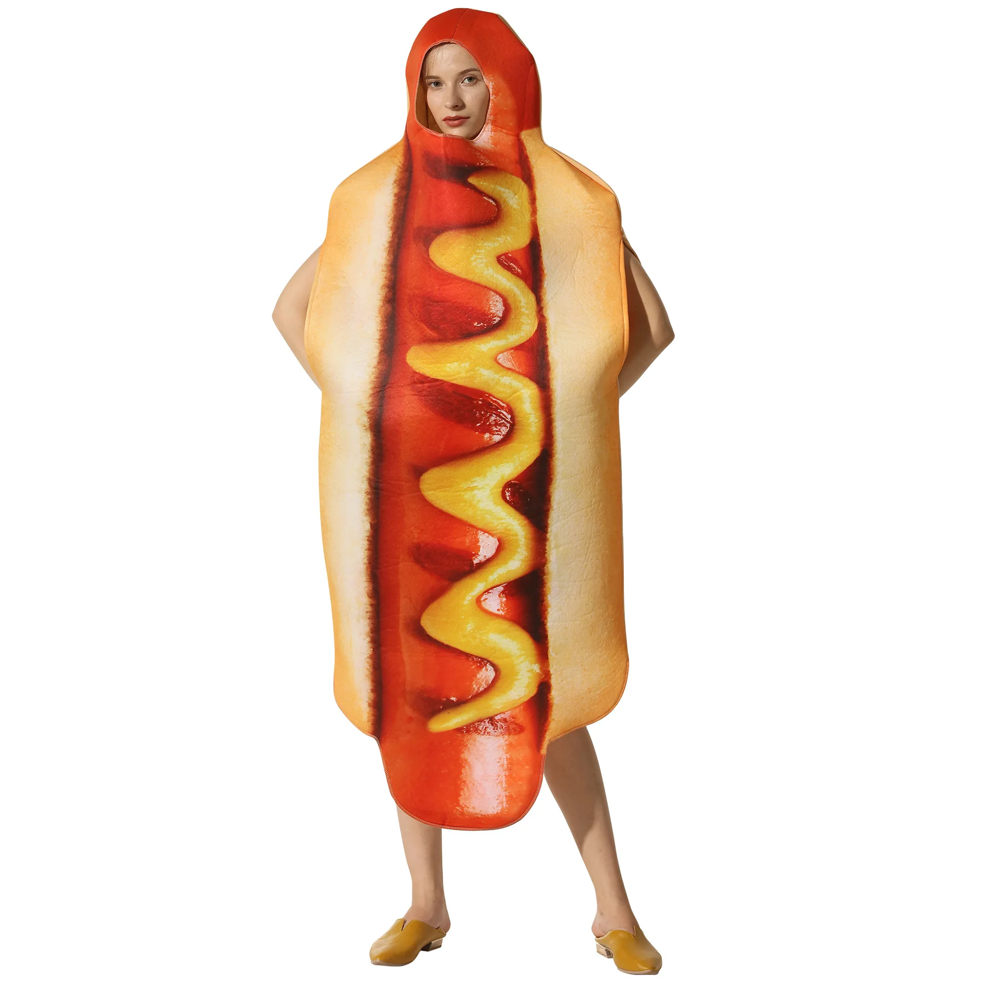 Hot Dog Funny Costume Sausage with Bun And Sauces Hot Dog Funny Costume Sausage with Bun And Sauces