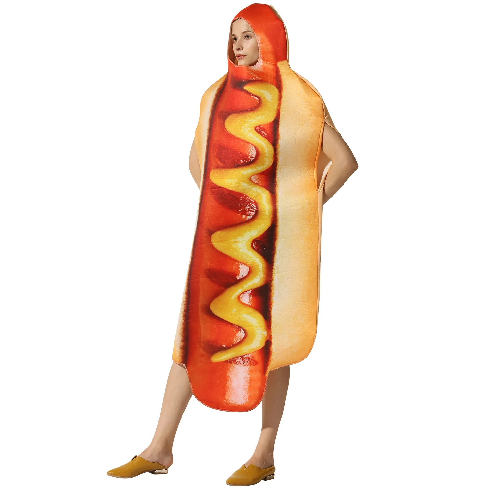 Hot Dog Funny Costume Sausage with Bun And Sauces Hot Dog Funny Costume Sausage with Bun And Sauces