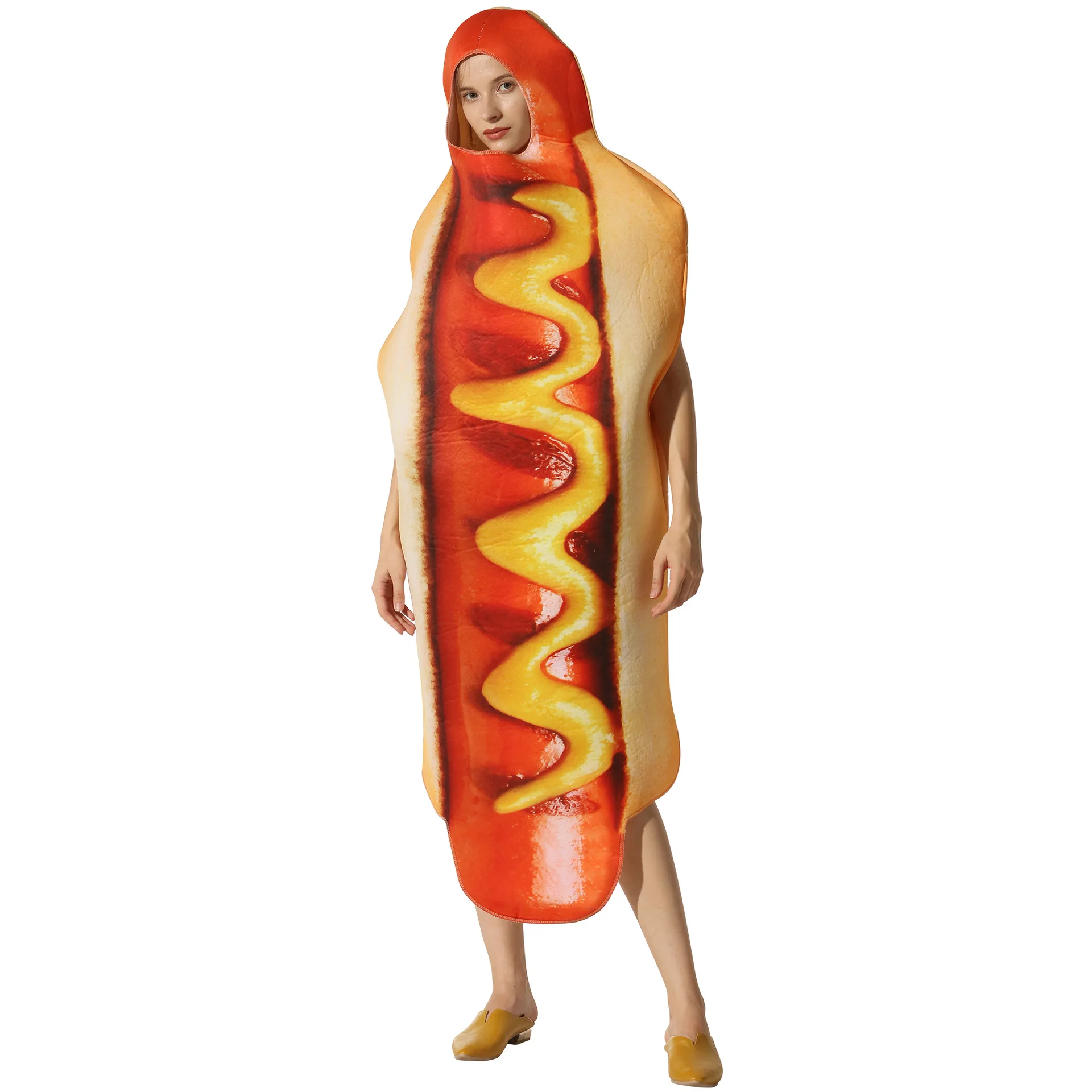Hot Dog Funny Costume Sausage with Bun And Sauces Hot Dog Funny Costume Sausage with Bun And Sauces