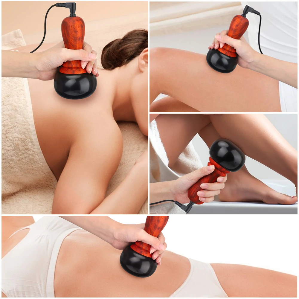 Hot Stone Electric Gua Sha Massager Natural Bianstone GuaSha Scraping Back Neck Face Massage Relax Muscles Skin Lift