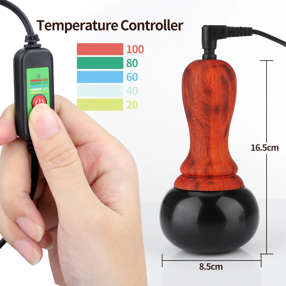 Hot Stone Electric Gua Sha Massager Natural Bianstone GuaSha Scraping Back Neck Face Massage Relax Muscles Skin Lift