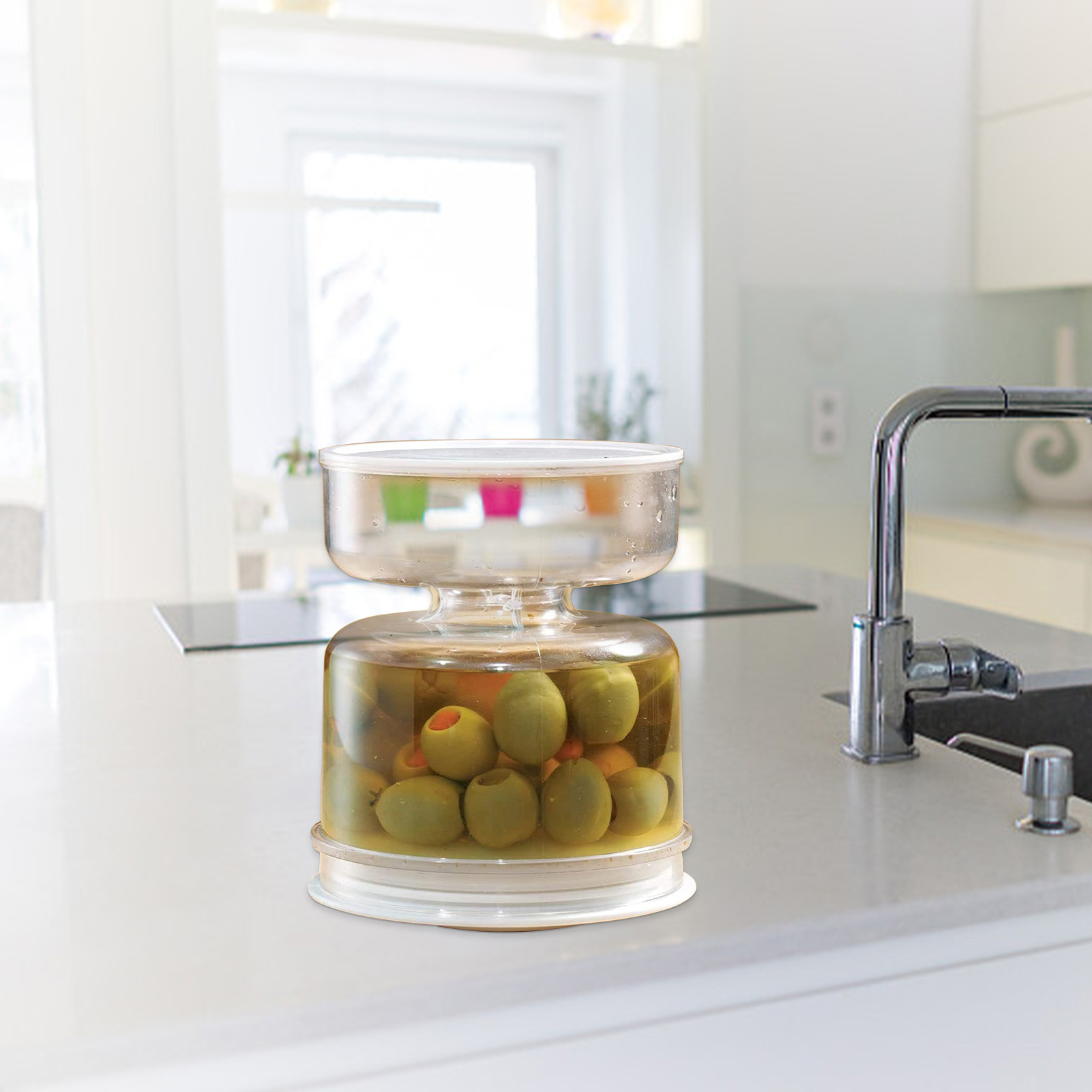 Hourglass Pickle Jar Juice Separator