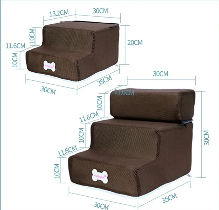 House Dog Stairs Pet 2 or 3 Steps Stairs for Small Dog Cat Pet Ramp Ladder Anti-slip Removable Dogs Bed Stairs Pet
