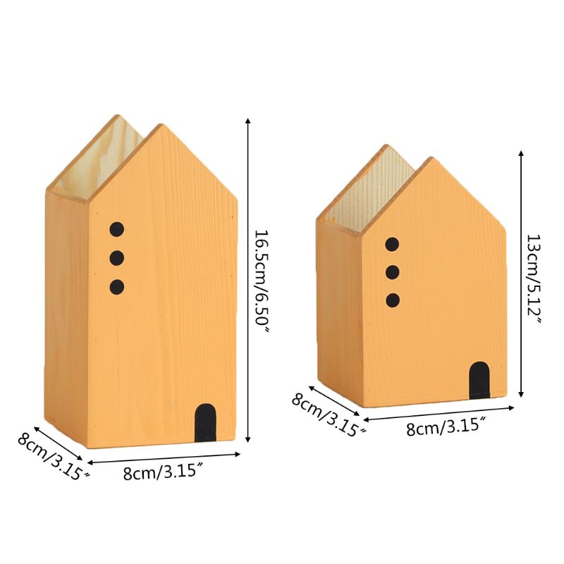House Shape Wood Pen Holder