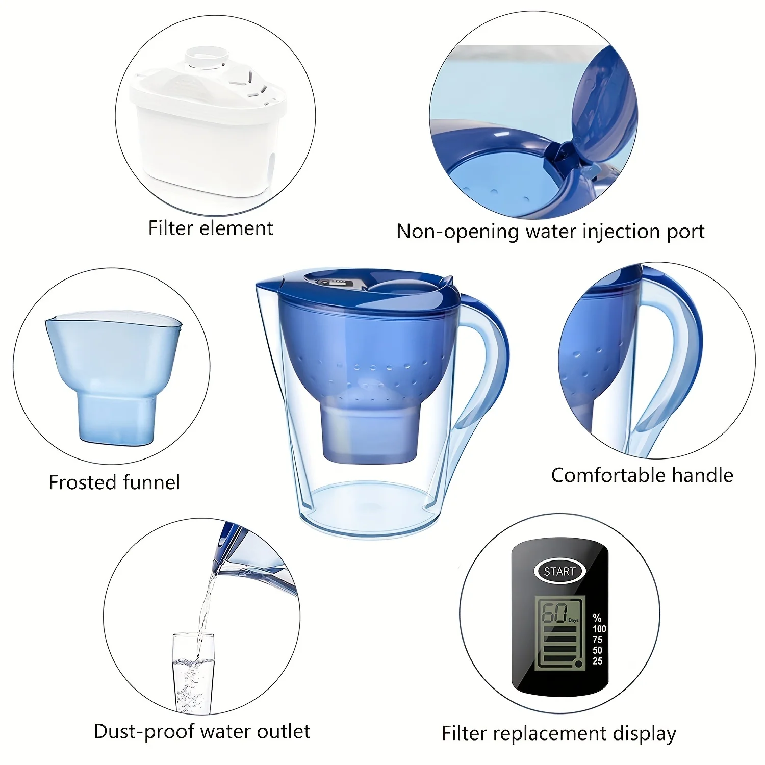 Household Filter Kettle with 3 Filter Device Alkaline Activated Carbon Water Purifier and Timer Clean Non-toxic Filter Household Filter Kettle with 3 Filter Device Alkaline Activated Carbon Water Purifier and Timer Clean Non-toxic Filter