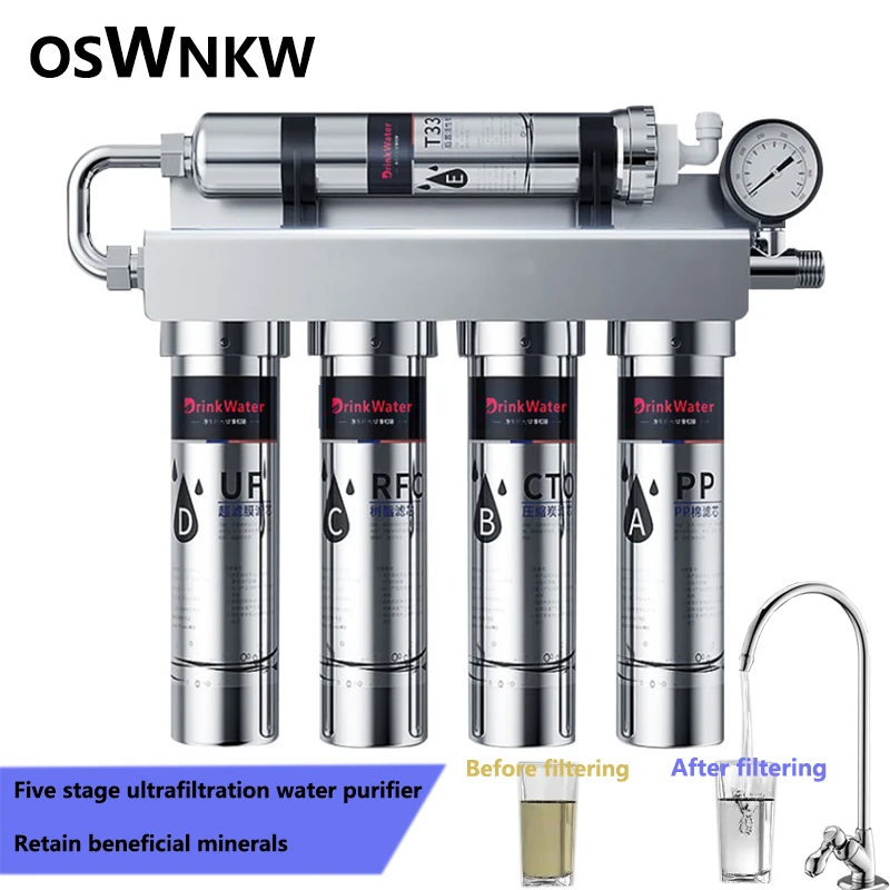 Household Kitchen Ultrafiltration Water Purifier With Tap Stainless Steel Direct Drink Tap Water Purifier Water Filter