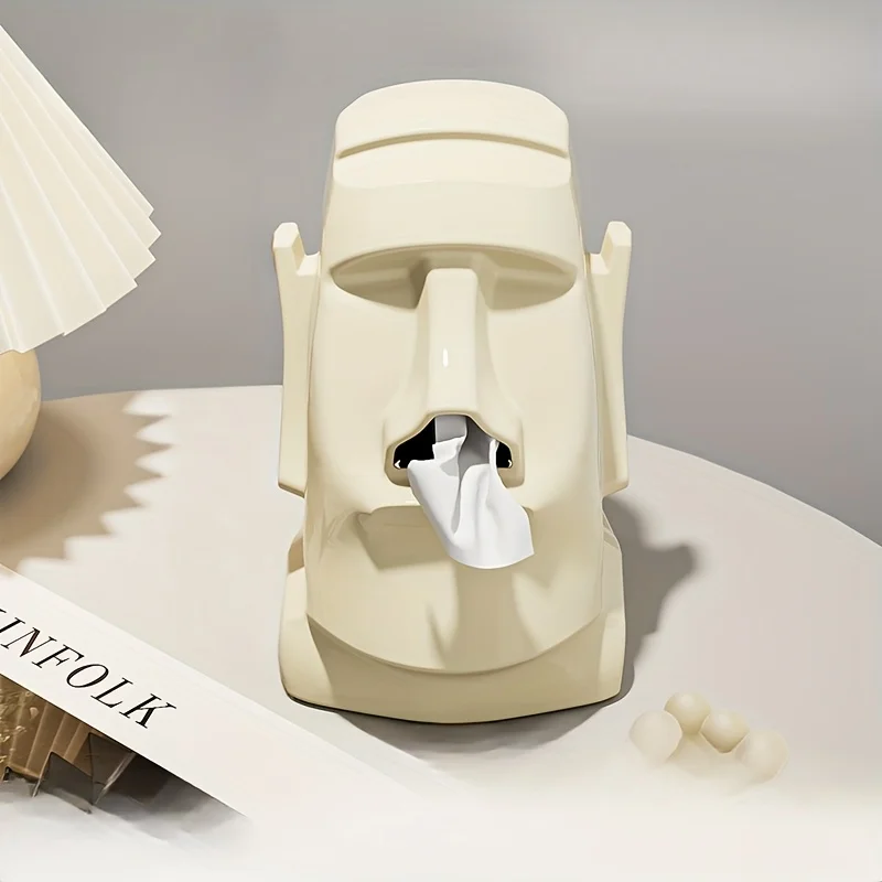 Household Tissue Box Creative Stone Figure Paper Towel Box Living Room Bedroom Table Decorative Simple Modern Style