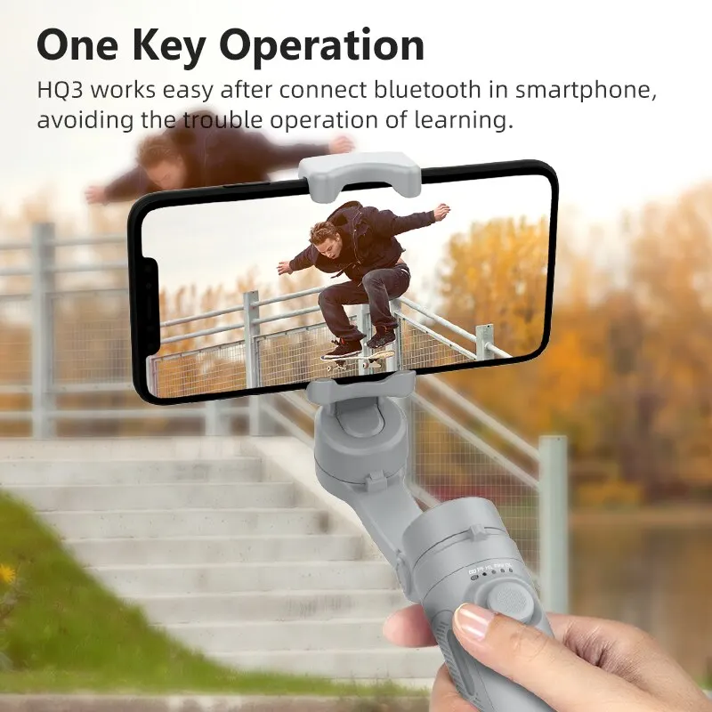 HQ3 3-Axis Gimbal Stabilizer for Smartphone Foldable Handheld Phone Video Record Vlog Anti-Shake Stabilizer for iPhone