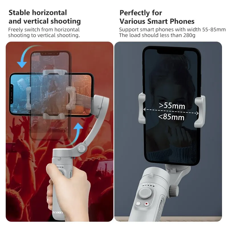 HQ3 3-Axis Gimbal Stabilizer for Smartphone Foldable Handheld Phone Video Record Vlog Anti-Shake Stabilizer for iPhone
