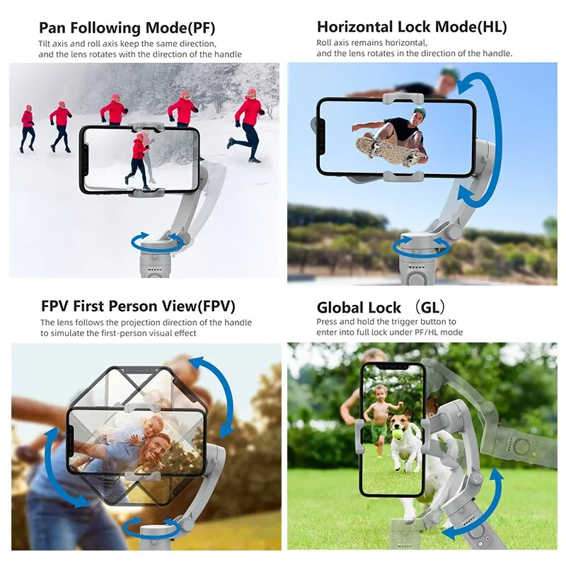 HQ3 3-Axis Gimbal Stabilizer for Smartphone Foldable Handheld Phone Video Record Vlog Anti-Shake Stabilizer for iPhone