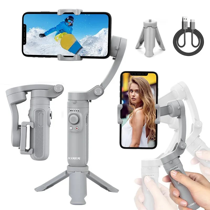 HQ3 3-Axis Gimbal Stabilizer for Smartphone Foldable Handheld Phone Video Record Vlog Anti-Shake Stabilizer for iPhone
