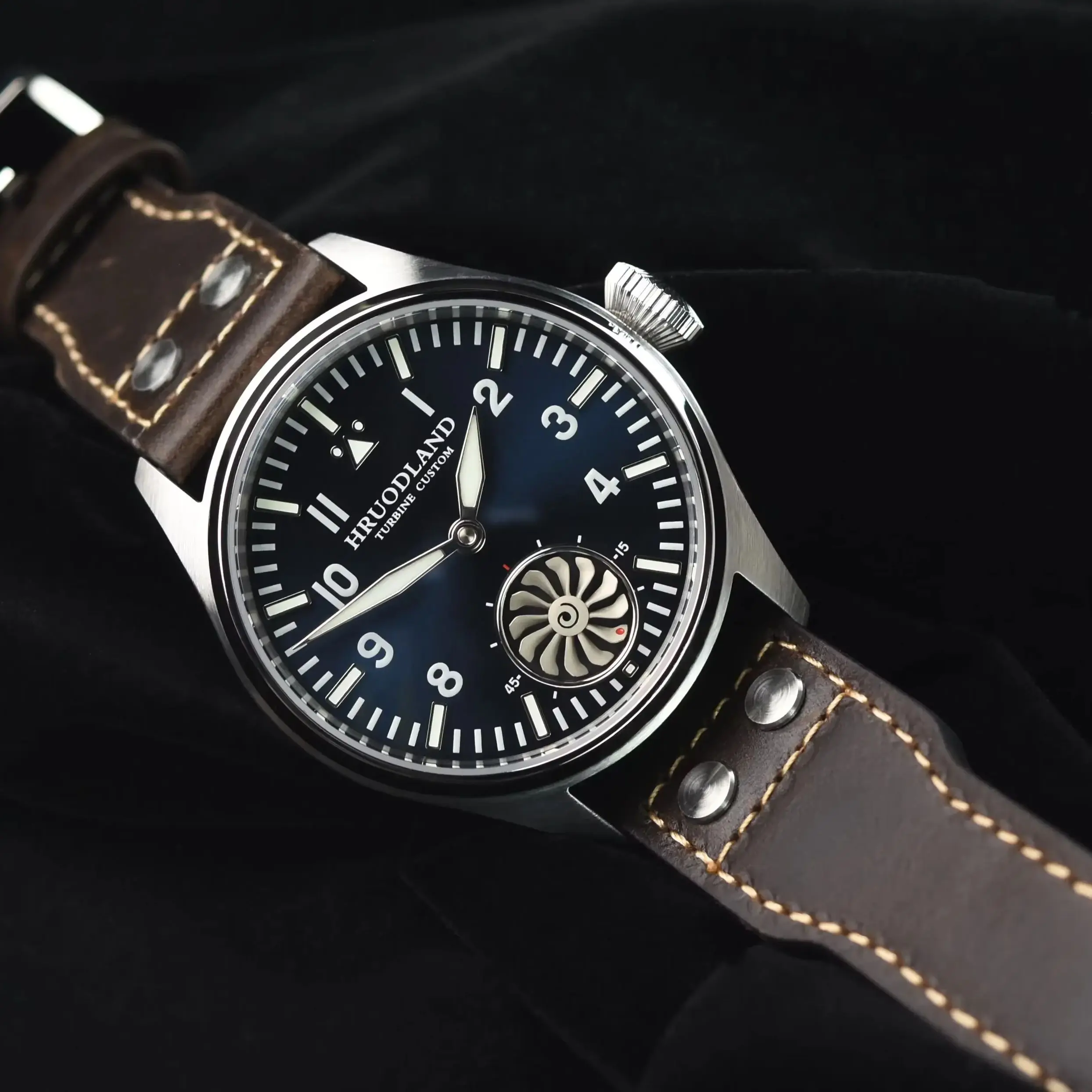 Hruodland 43mm Pilot Men's Manual Mechanical Watch Sapphire Crystal BGW-9 Night Light Turbine Retro Waterproof 5Bar Hruodland 43mm Pilot Men's Manual Mechanical Watch Sapphire Crystal BGW-9 Night Light Turbine Retro Waterproof 5Bar