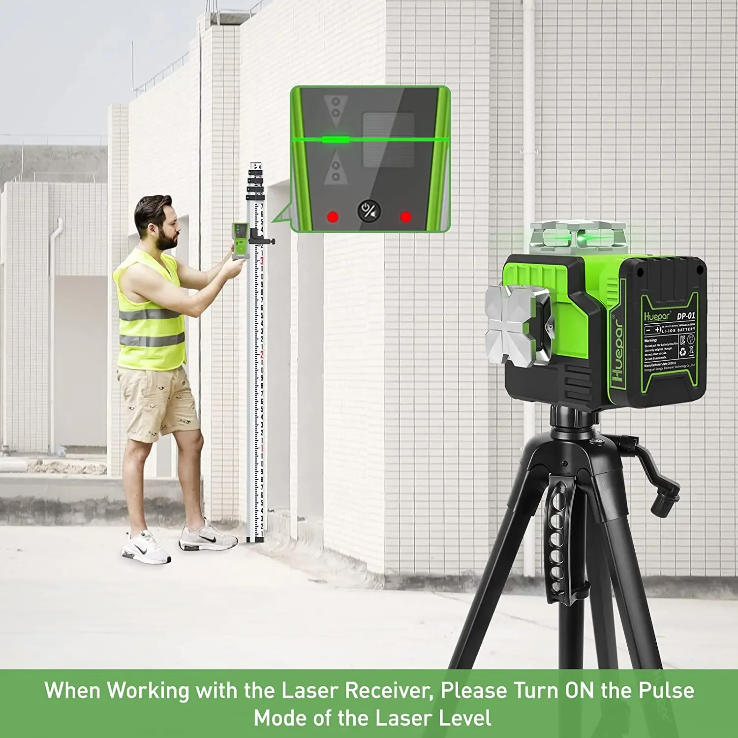 Huepar Laser Level Receiver Detector with Pulsing Line Electric Leveling Vertical Horizontal Lines with Double Lamp 90 Huepar Laser Level Receiver Detector with Pulsing Line Electric Leveling Vertical Horizontal Lines with Double Lamp 90