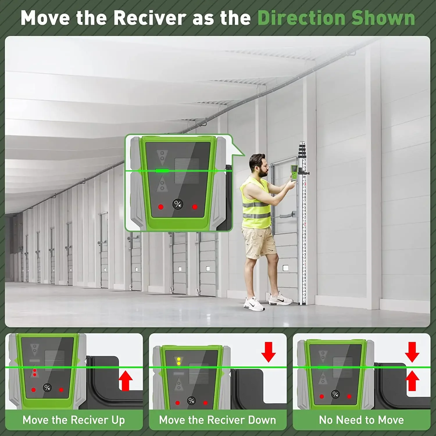 Huepar Laser Level Receiver Detector with Pulsing Line Electric Leveling Vertical Horizontal Lines with Double Lamp 90 Huepar Laser Level Receiver Detector with Pulsing Line Electric Leveling Vertical Horizontal Lines with Double Lamp 90