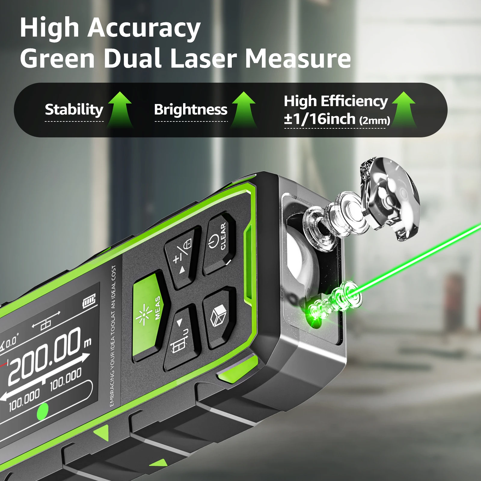 Huepr Dual Green Laser Rangefinder Laser Meter With High Accuracy And LCD Display Laser Distance Measure Tool Huepr Dual Green Laser Rangefinder Laser Meter With High Accuracy And LCD Display Laser Distance Measure Tool