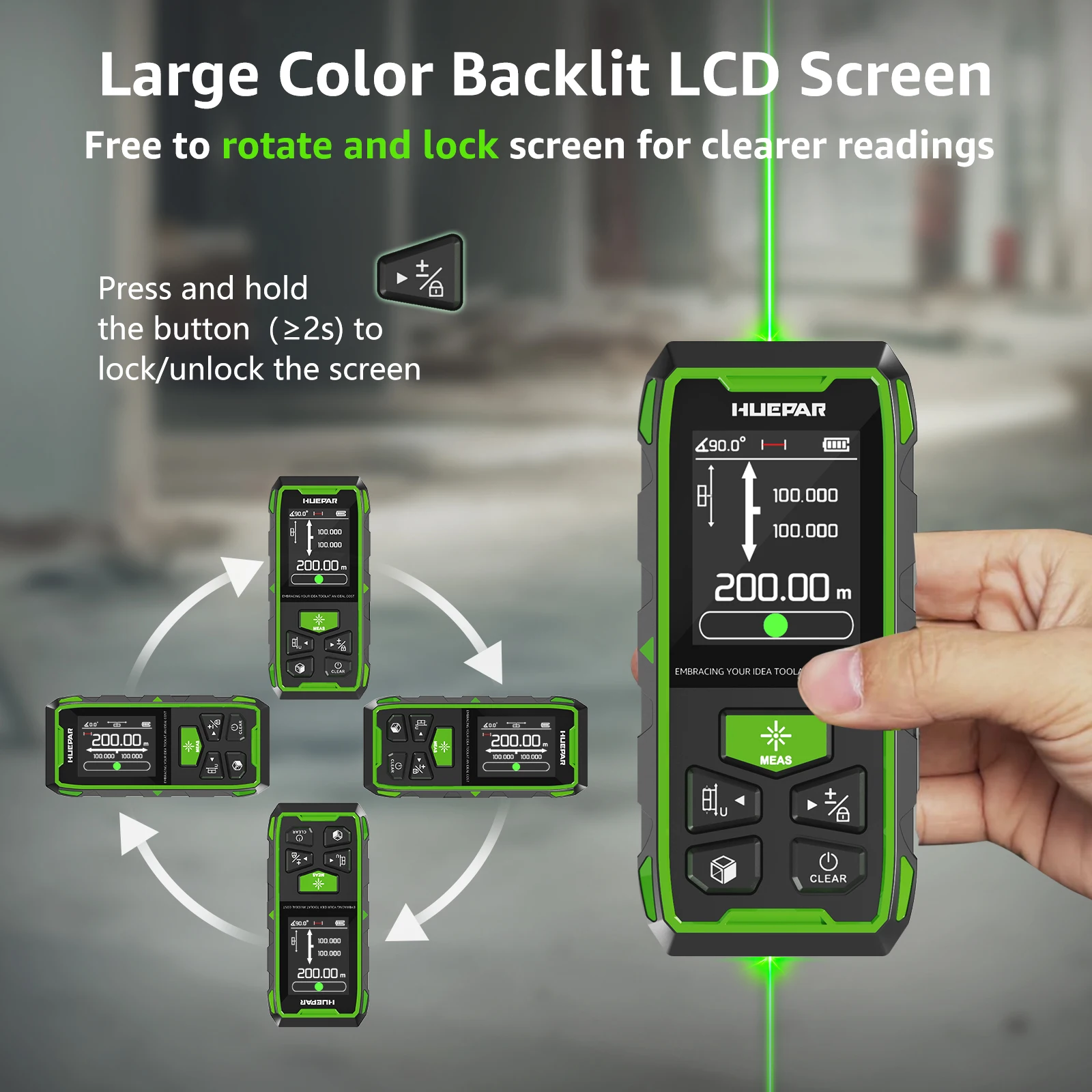 Huepr Dual Green Laser Rangefinder Laser Meter With High Accuracy And LCD Display Laser Distance Measure Tool Huepr Dual Green Laser Rangefinder Laser Meter With High Accuracy And LCD Display Laser Distance Measure Tool