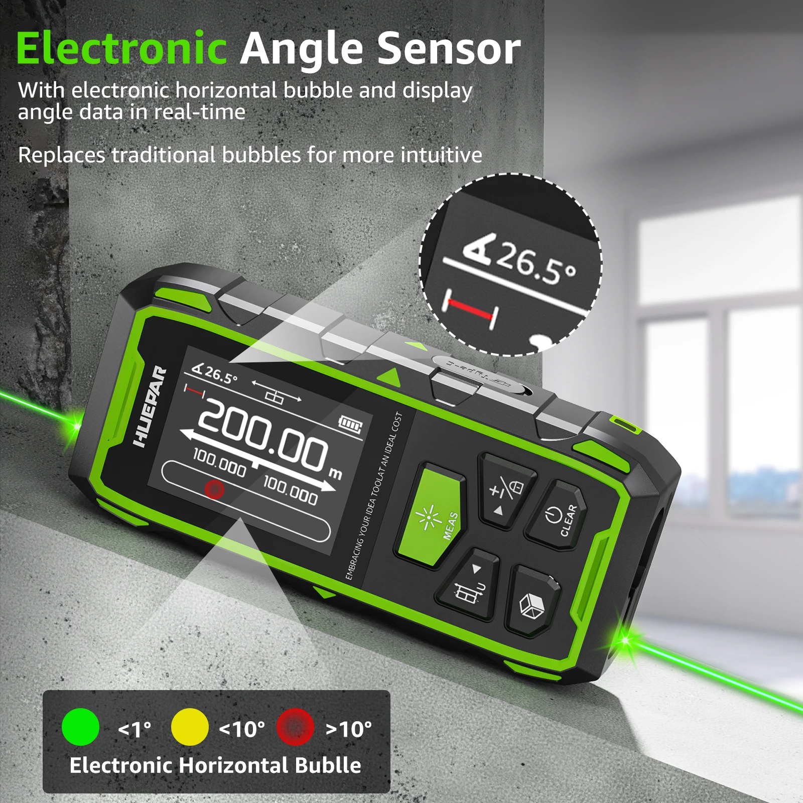 Huepr Dual Green Laser Rangefinder Laser Meter With High Accuracy And LCD Display Laser Distance Measure Tool Huepr Dual Green Laser Rangefinder Laser Meter With High Accuracy And LCD Display Laser Distance Measure Tool
